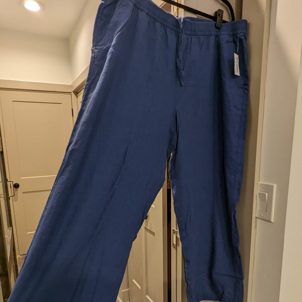 Old Navy - Blue Wide-Leg Cotton Drawstring Pants - XL